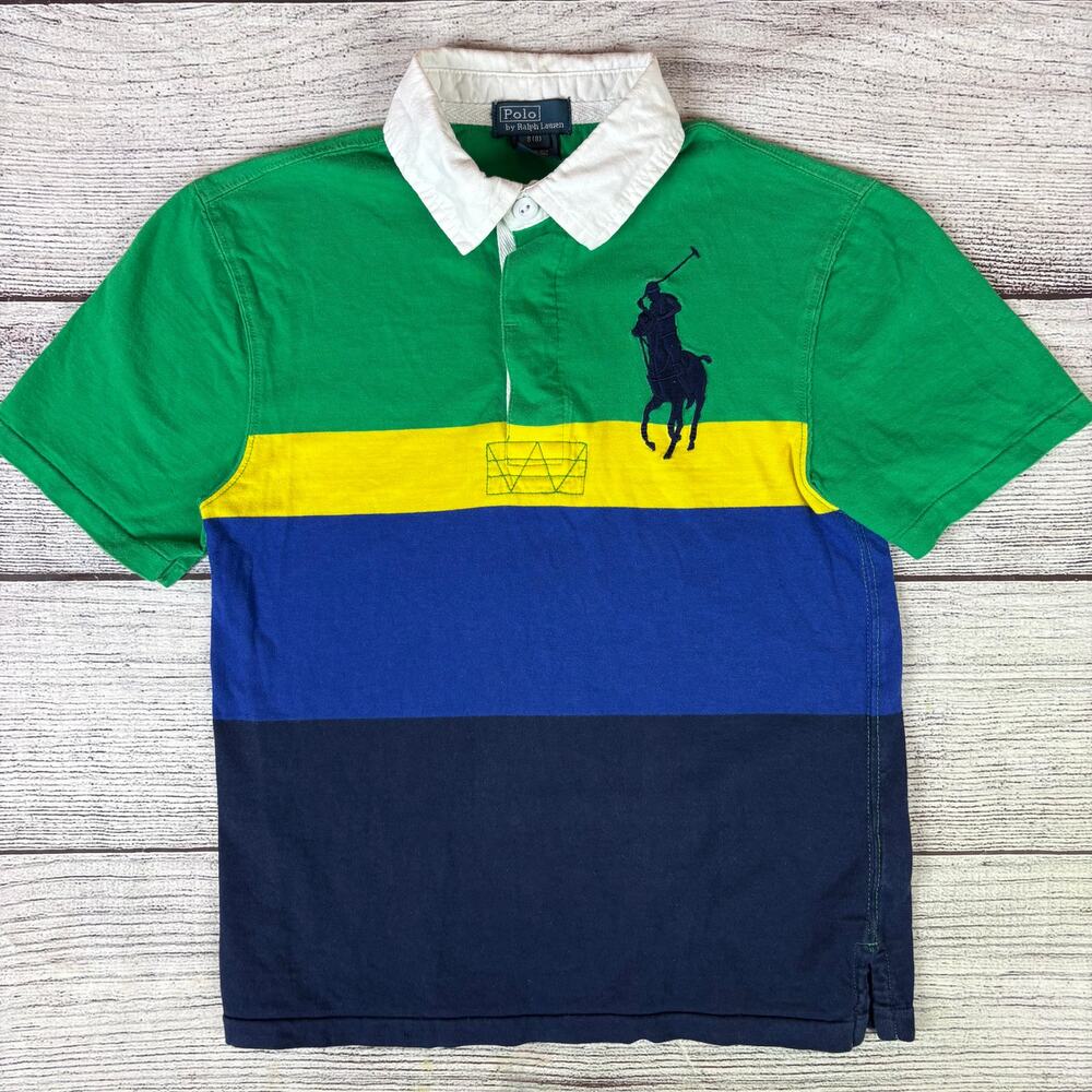 Vintage Polo Ralph Lauren Multicolor Striped Big Pony Polo Shirt